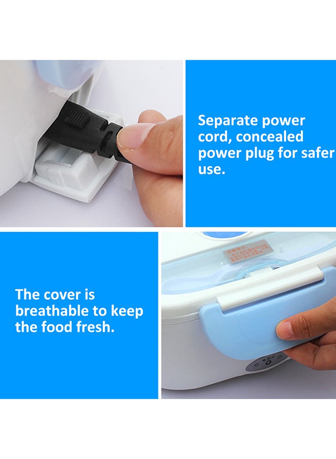 علبة غداء كهربائية متعددة الوظائف لتسخين الطعام مزودة بملعقة برتقالي / أبيض - Image 2