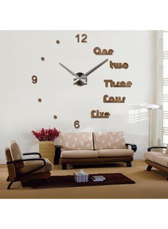 DIY 3D Letter Wall Clock Sticker Khaki 120x120cm