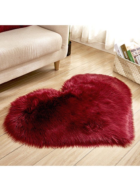 Warm Living Luxurious Modern Heart Shaped Anti Skid Soft Fabric Carpet Red 40x50cm