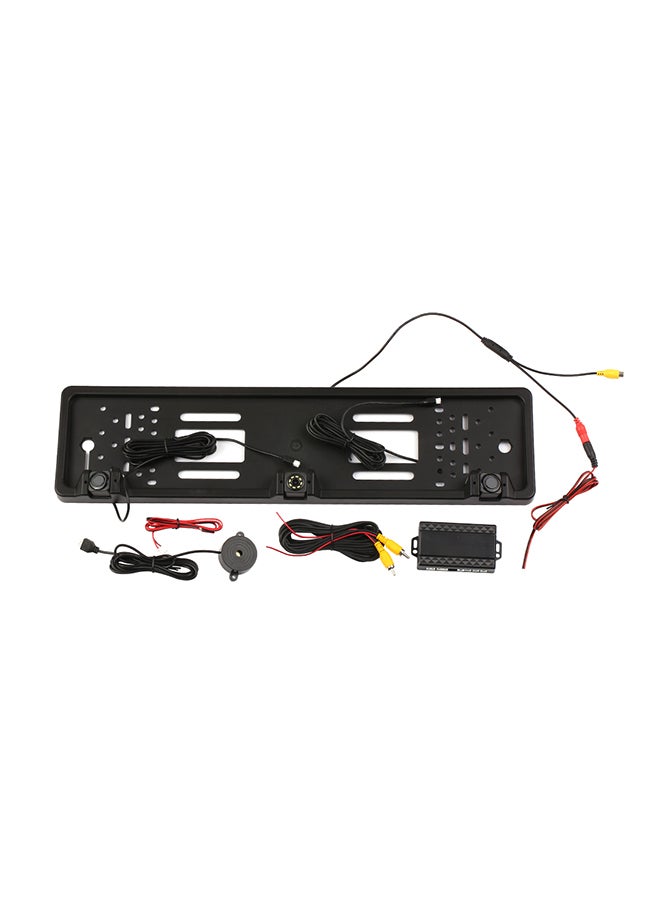 Generic Frame Plate 8 LED Rear View Backup Camera with Reversing Radar System Parking Sensor  - Image 1