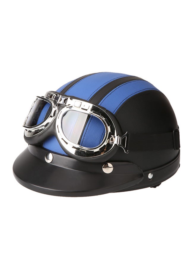 Generic Motorcycle Scooter Open Face Half Leather Helmet with Visor UV Goggles Retro Vintage Style 54-60cm  - Image 2