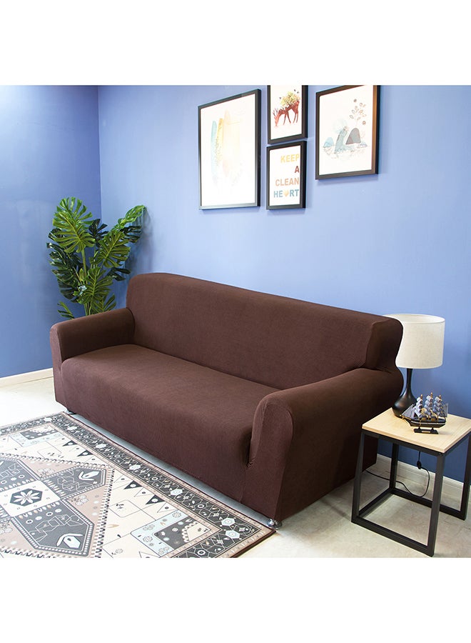 2-Seat Universal Jacquard Stretchable Sofa Cover Coffee 1.0kg  - Image 3