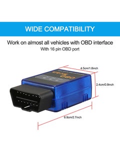 Generic Blue OBD OBDⅡ Scanner Tool Detector with BT Connection for IOS Android Windows Service  - Image 2