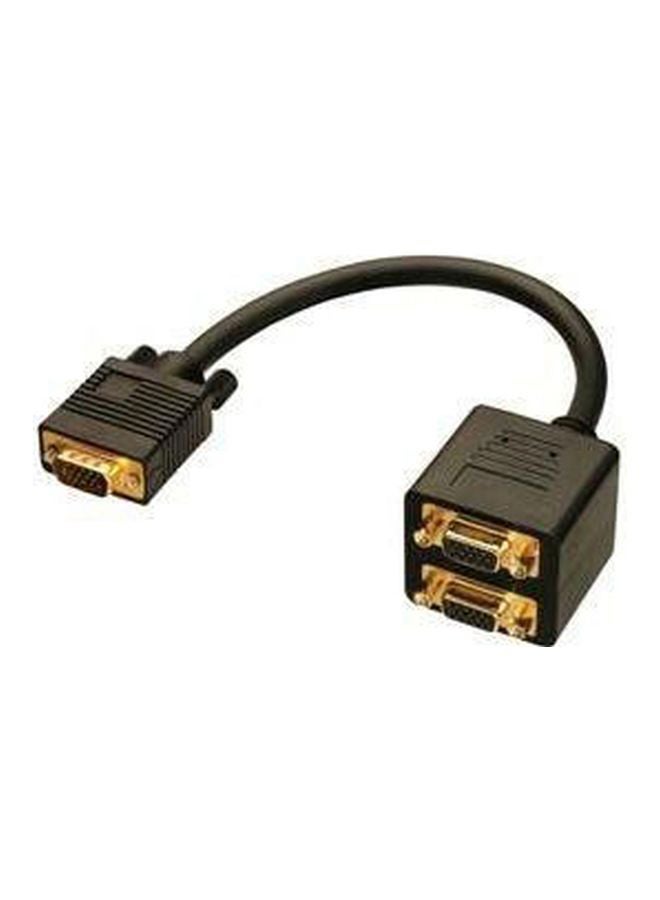 SVGA LCD Monitor Y Splitter Cable Adapter Black - Image 2