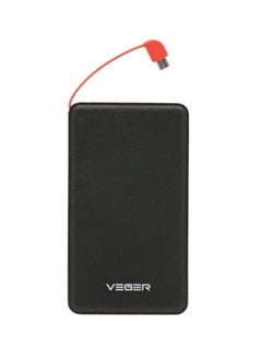 VEGER 15000.0 mAh Portable Power Bank With Built-In Cable Black/Orange 