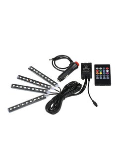 Generic Car LED Strip Lights Colorful 4 in 1 Car Auto Interior Atmosphere Lights Lamp Strip Bar Floor Decoration Lighting Voice Control with Controller 12V 4X9 LED  - Image 1
