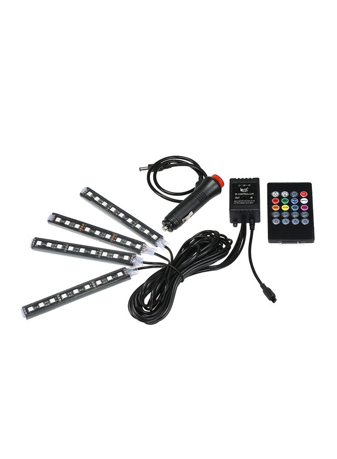 Generic Car LED Strip Lights Colorful 4 in 1 Car Auto Interior Atmosphere Lights Lamp Strip Bar Floor Decoration Lighting Voice Control with Controller 12V 4X9 LED  - Image 1