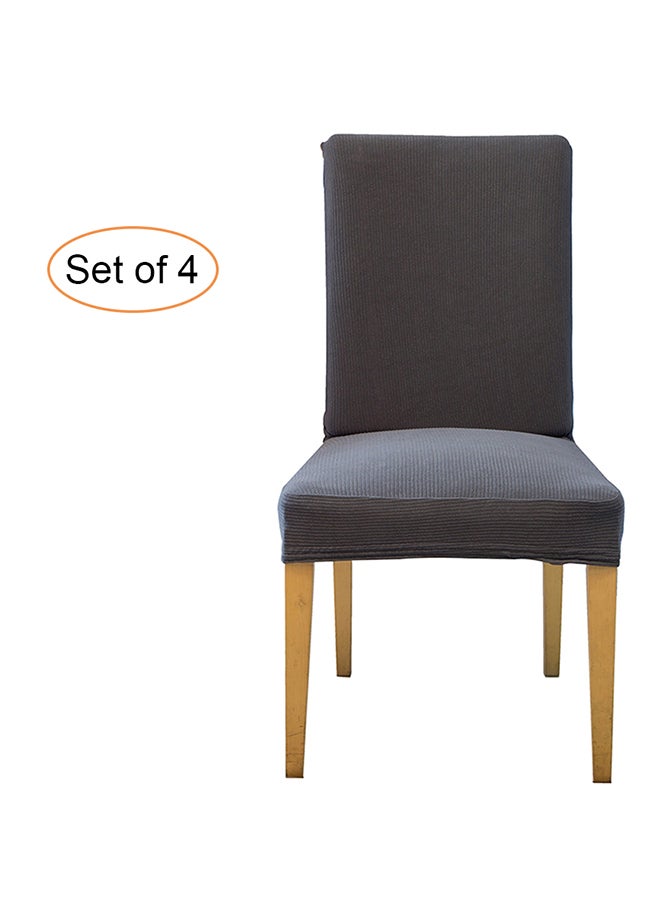 Pack of 4 Spandex Stretch Chair Seat Cover Grey 0.64kg - Image 2