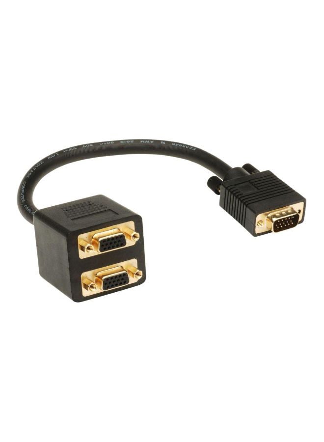 SVGA LCD Monitor Y Splitter Cable Adapter Black - Image 1