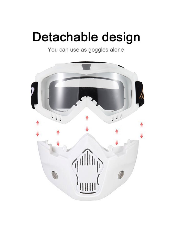 Generic - Mortorcycle Mask Detachable Goggles and Mouth Filter for Open Face Helmet Motocross Ski Snowboard - Image 1