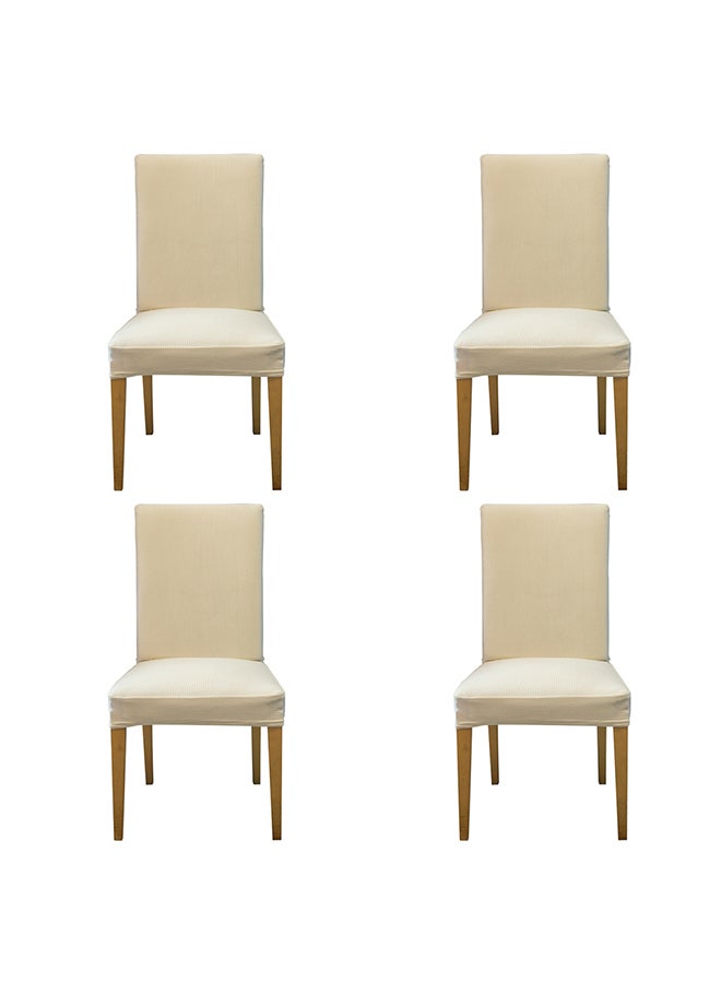 Pack of 4 Spandex Stretch Chair Seat Cover Beige 0.82kg 