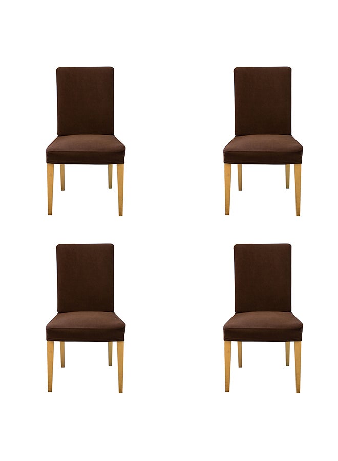 Generic 4-Piece Spandex Stretch Chair Cover Coffee  - Image 1