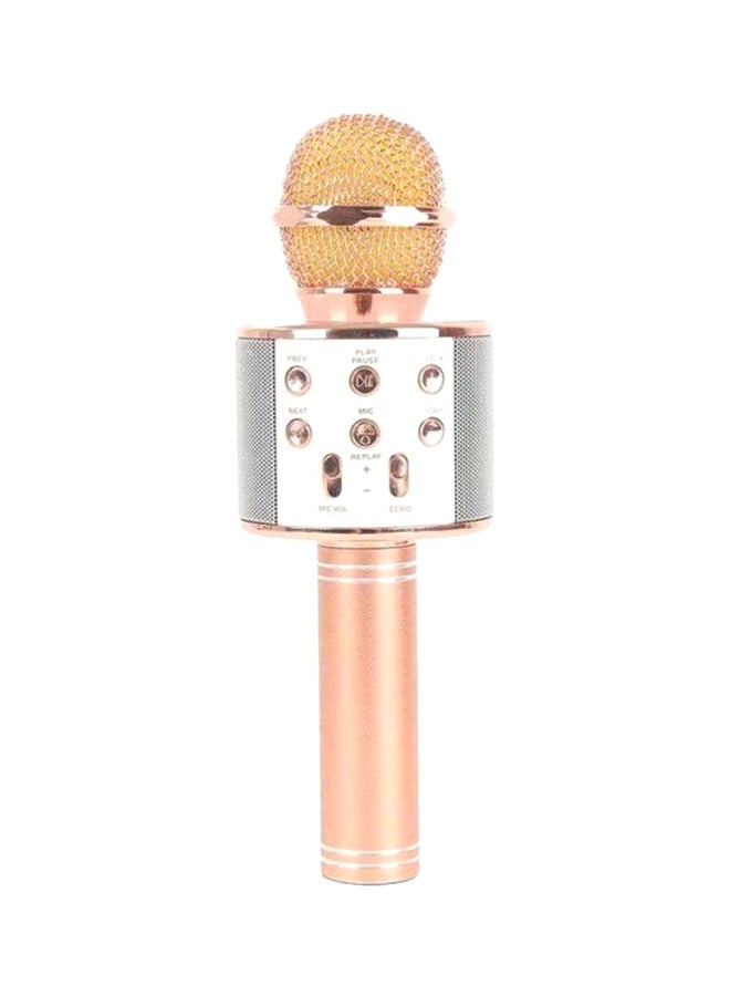 ميكروفون كاريوكي يعمل بالبلوتوث WS-858 ذهبي وردي / فضي