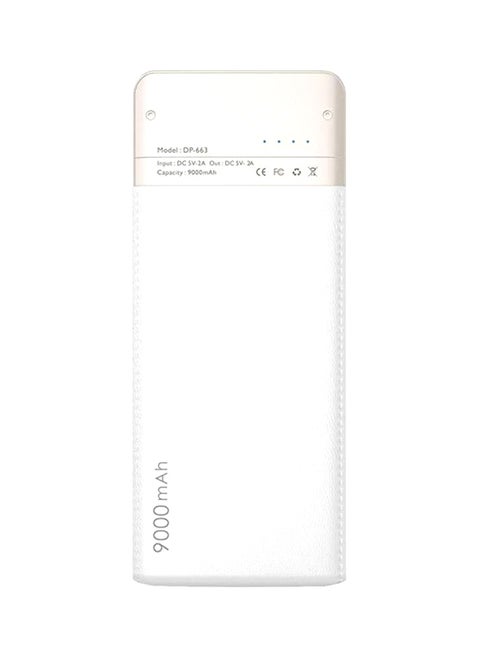9000.0 mAh Portable Power Bank White/Silver