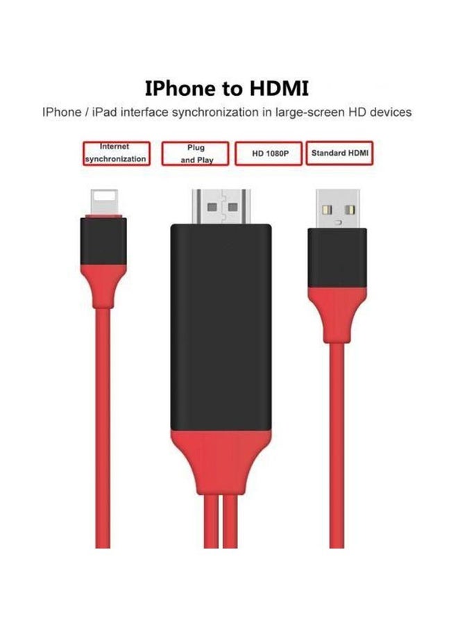 VOXLINK Lightning To HDMI Cable Red/Black - Image 2