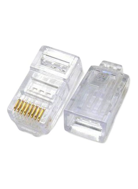 مجموعة من 100 قطعة من موصلات الوحدات RJ45 شفاف/ ذهبي
