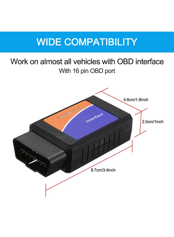 Generic - Black OBD OBDⅡ Scanner Tool Detector with BT Connection for IOS Android Windows Service - Image 1