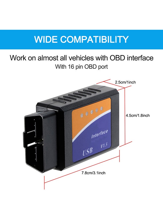 Generic Black OBD OBDⅡ Scanner Tool Detector with BT Connection USB Connection for Windows Service  - Image 4