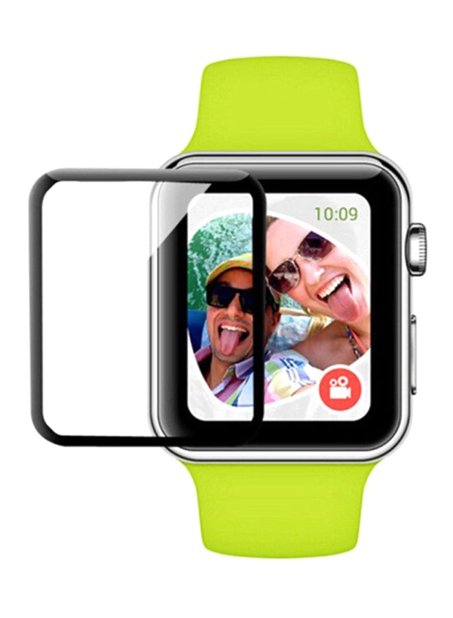 موز غطاء حماية ثلاثي الأبعاد بالكامل من الزجاج المقوى لساعة أبل سيريس 4 مقاس 42 مم شفاف/ أسود - Image 1