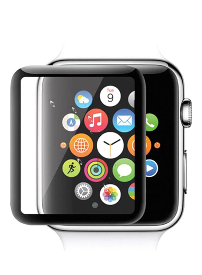 موز غطاء حماية ثلاثي الأبعاد بالكامل من الزجاج المقوى لساعة أبل سيريس 4 مقاس 42 مم شفاف/ أسود - Image 3