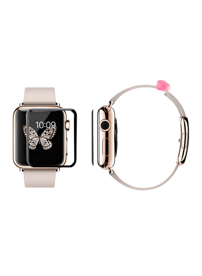 موز غطاء حماية ثلاثي الأبعاد بالكامل من الزجاج المقوى لساعة أبل سيريس 4 مقاس 42 مم شفاف/ أسود - Image 2