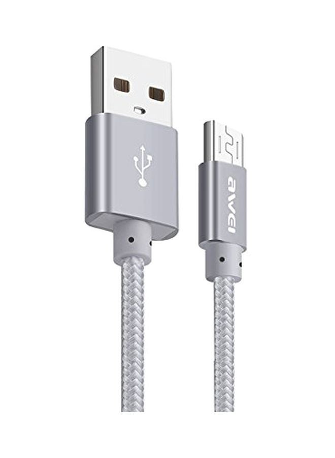 Awei Micro USB Data Sync Charging Cable Grey - Image 1