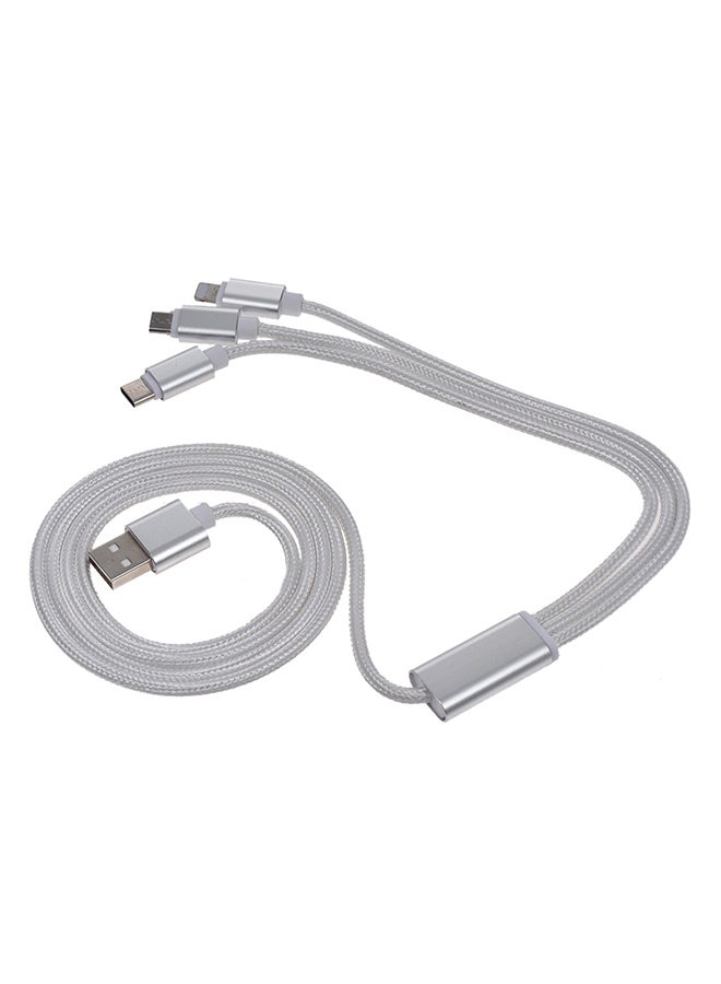 Generic - USB 2.0 To Micro USB, Type C, Lightning Charging Cable Sync Data Line Cord White - Image 1