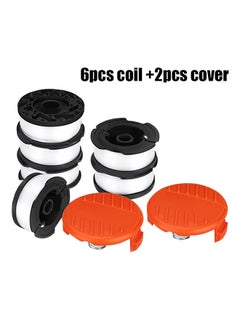6 Pieces Line String Trimmer Replacement Spool With 2 Bump Caps Black/Brown/White