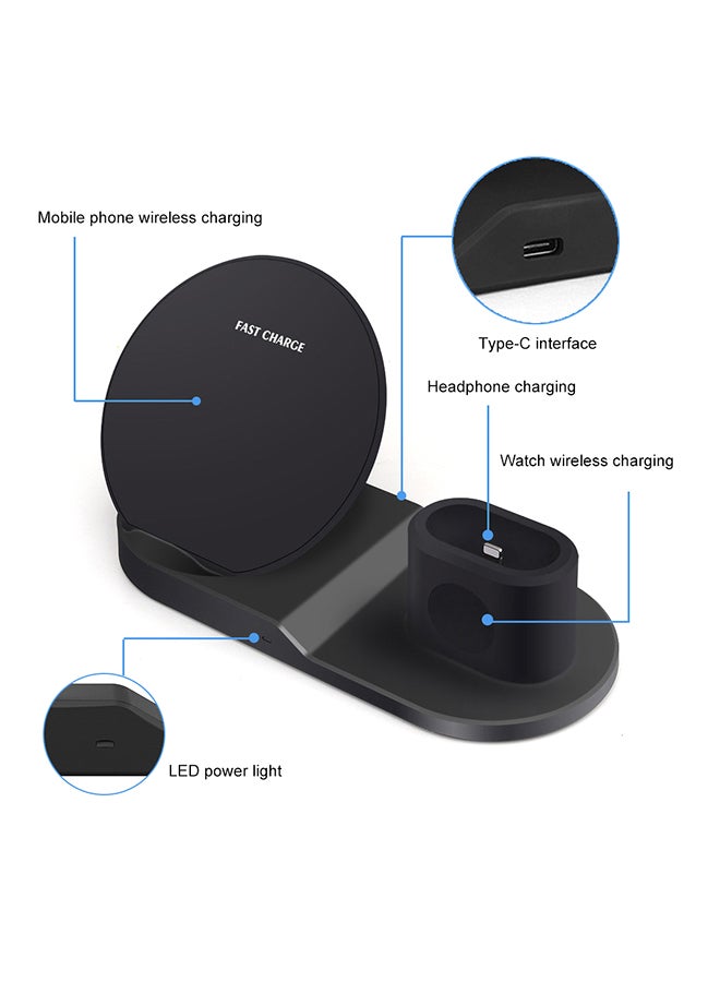 3-In-1 Wireless Dock Charging Station Black  - Image 1