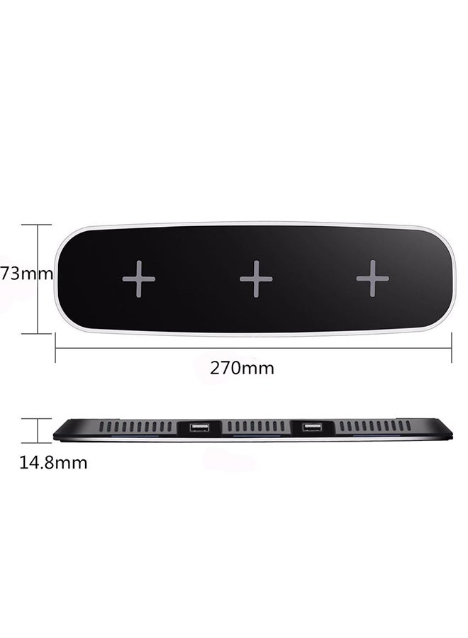 Generic - 3-in-1 Qi Wireless Charger Universal Phone Charge Base With US Plug Black - Image 1