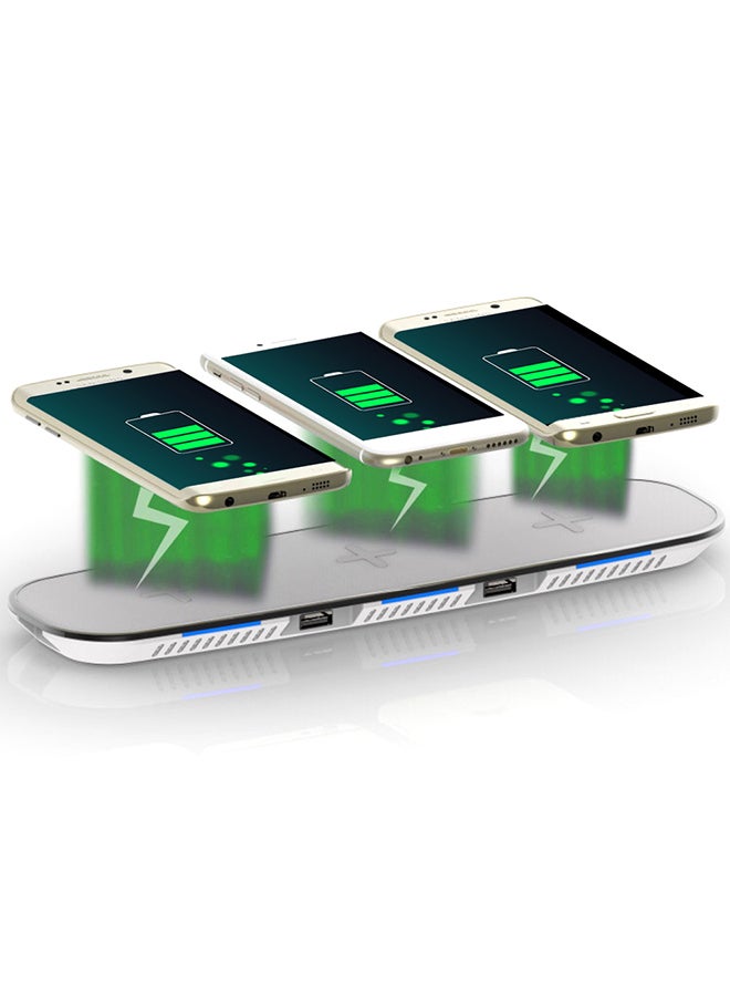 Generic - 3-in-1 Qi Wireless Charger Universal Phone Charge Base With US Plug Black - Image 1