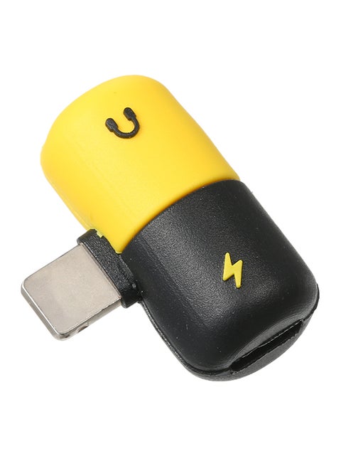 2-In-1 Mini Dual Lightning Splitter Adapter Black/Yellow