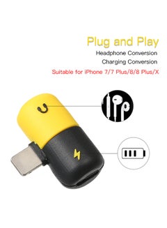 Generic 2-In-1 Mini Dual Lightning Splitter Adapter Black/Yellow  - Image 3