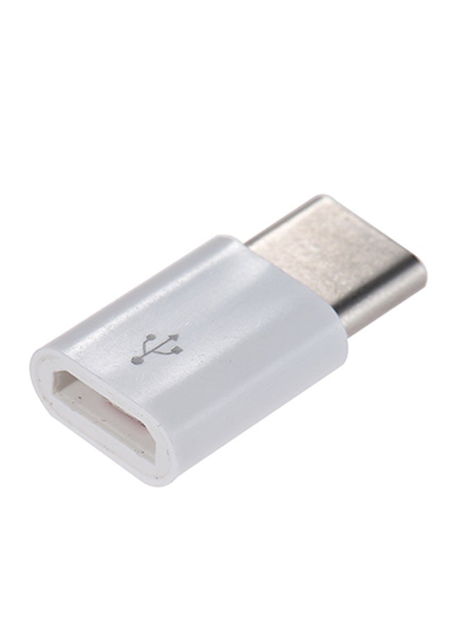 Micro USB Female To USB Type-C Male Data Sync Charging Adapter White - Image 2