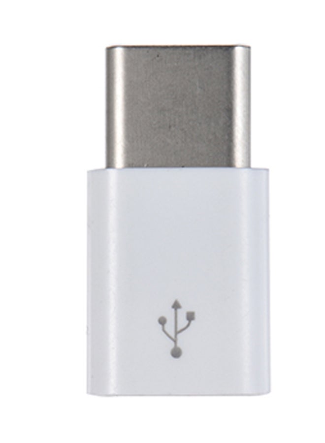 Micro USB Female To USB Type-C Male Data Sync Charging Adapter White - Image 3