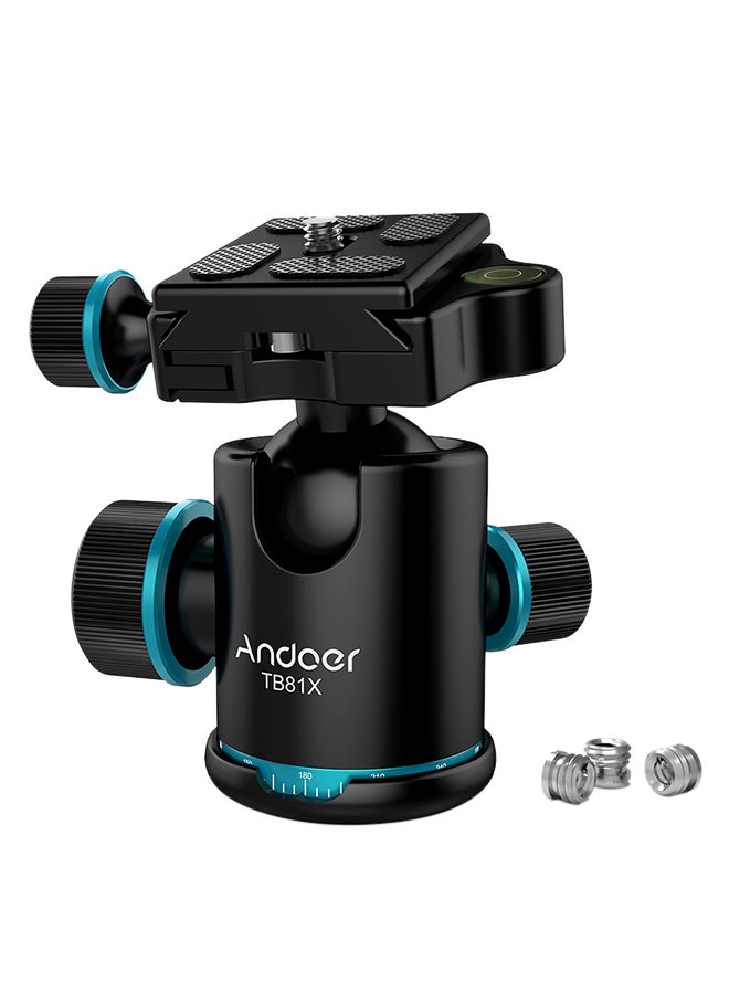 ANDOER Tb81X Tripod  360 Degree Rotating Panoramic Ball Head With 3-Piece 1/4" To 3/8" Srew Adapters Lake blue  - Image 1