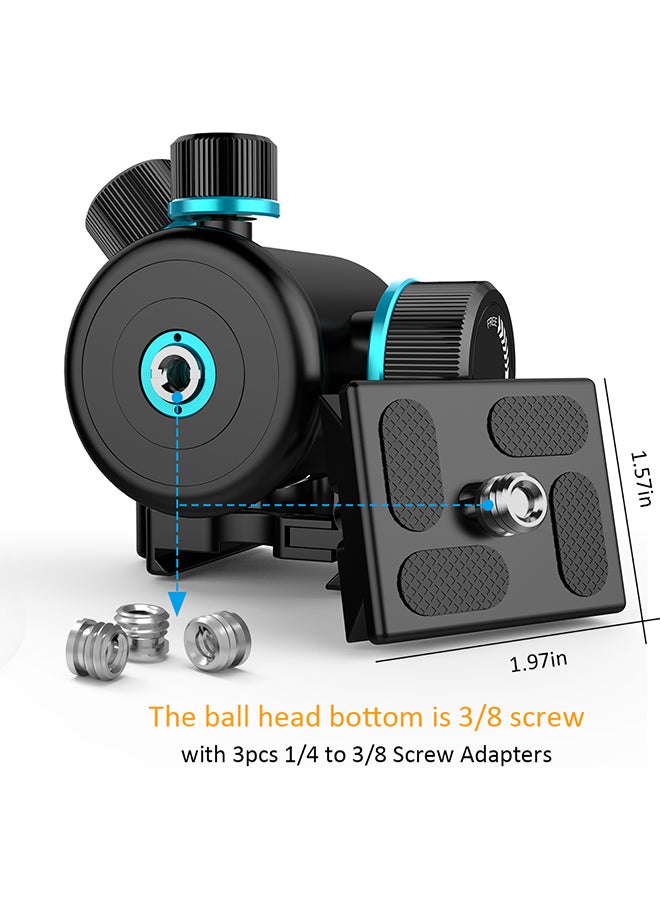 ANDOER Tb81X Tripod  360 Degree Rotating Panoramic Ball Head With 3-Piece 1/4" To 3/8" Srew Adapters Lake blue  - Image 2