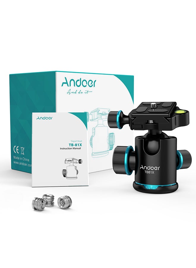 ANDOER Tb81X Tripod  360 Degree Rotating Panoramic Ball Head With 3-Piece 1/4" To 3/8" Srew Adapters Lake blue  - Image 4