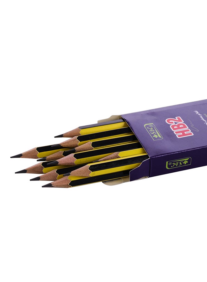 SBC - HB2 Pencil With Eraser Set, Pack Of 12 Yellow/Black/Red - Image 1