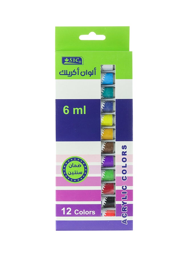 اس بي سي مجموعة ألوان أكريليك من 12 لوناً متعدد الألوان - Image 1