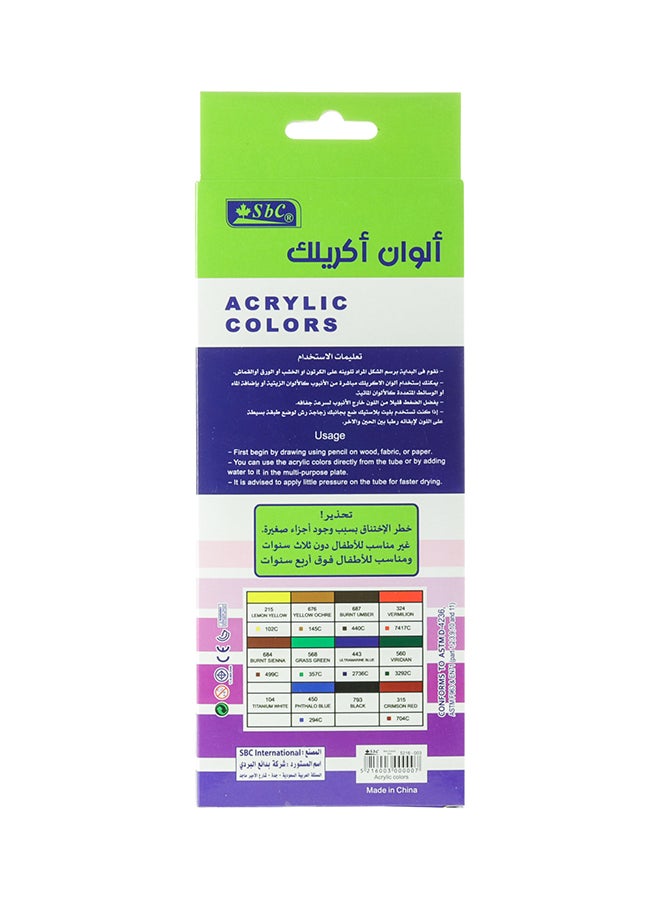 اس بي سي مجموعة ألوان أكريليك من 12 لوناً متعدد الألوان - Image 2