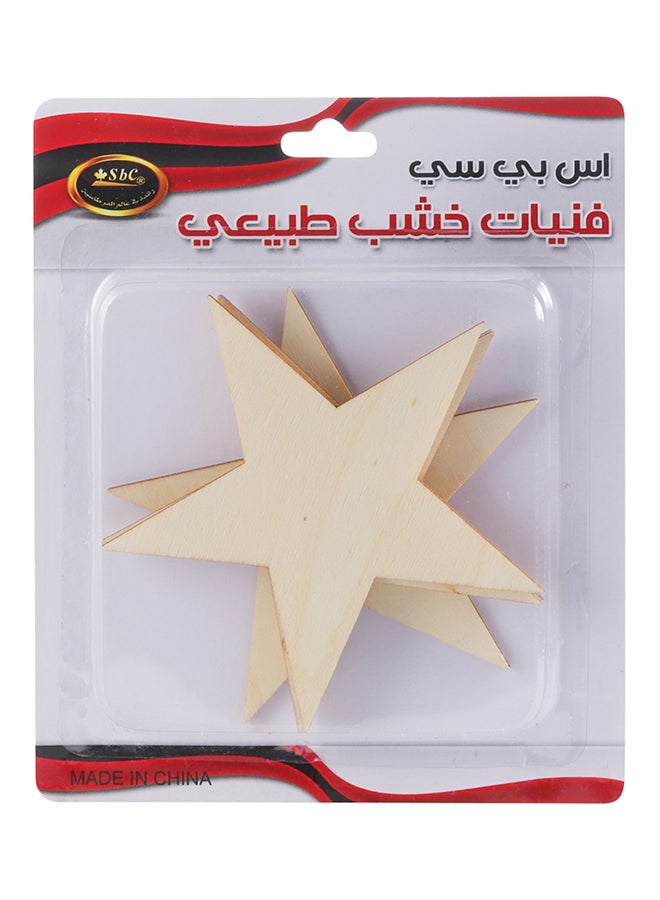 SBC - 5 Pcs Laser Cut Wooden Shapes Set, Star Beige - Image 1