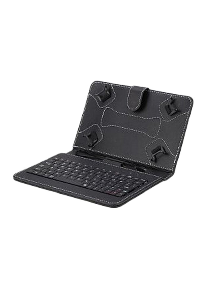 Foldable PU Leather Case Keyboard And Stylus Pen Black - Image 1