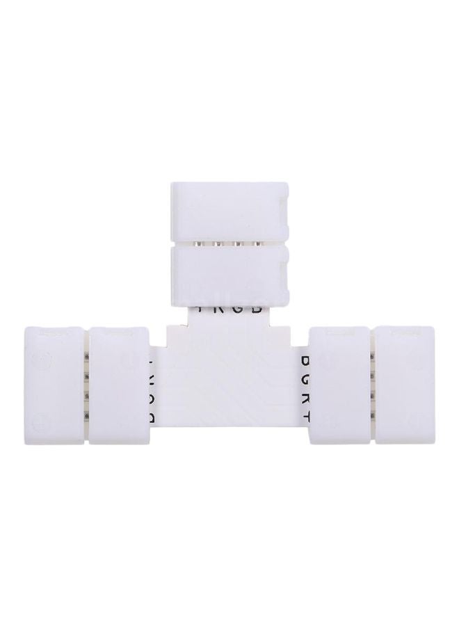 موصل شريط LED مزوّد بـ 4 دبابيس على شكل حرف T أبيض - Image 1