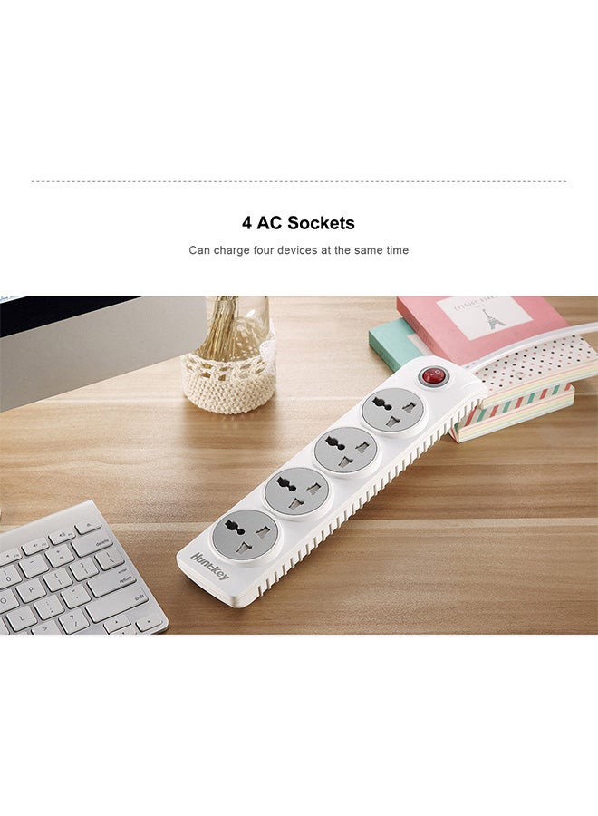 HuntKey - 4 Socket Power Strip White 1.8meter - Image 1