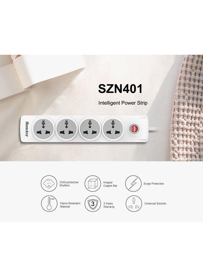 HuntKey - 4 Socket Power Strip White 1.8meter - Image 1