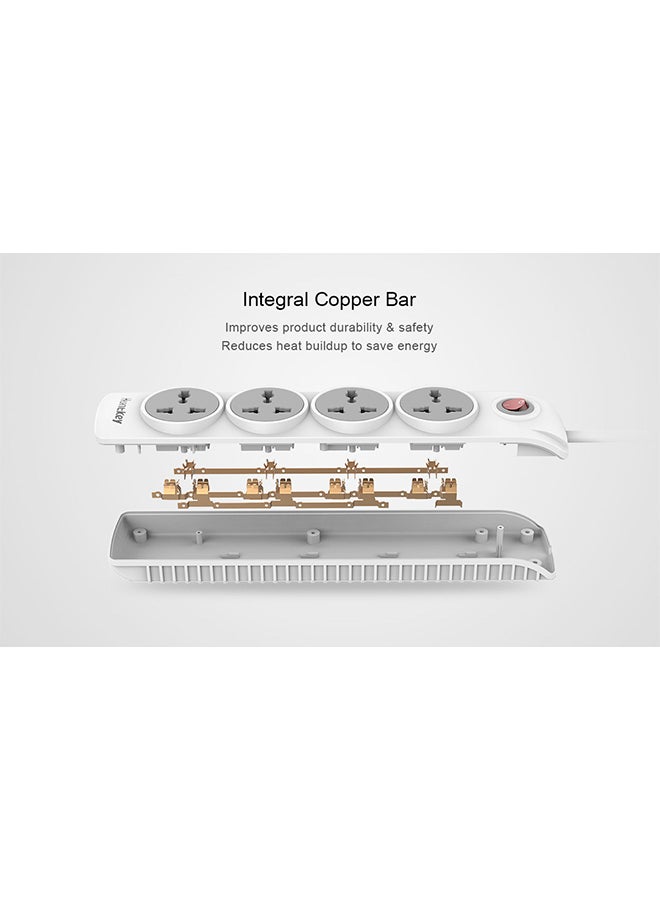 HuntKey - 4 Socket Power Strip White 1.8meter - Image 1