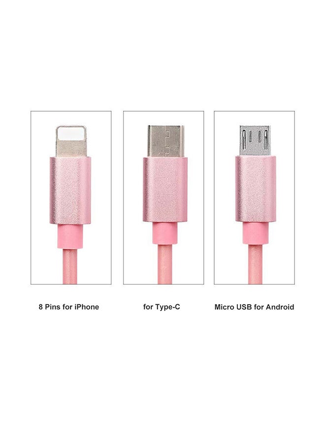 كابل شحن USB 3 في 1 لهاتف آيفون X/8/7/6s/5s، لهاتف سامسونج هاواي، لكابل الشحن النوع سي ميكرو USB، لكابل شحن آي باد 1 متر - Image 2