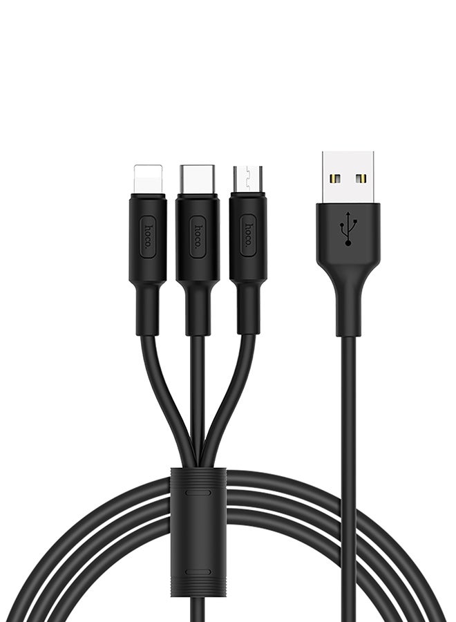 hoco. - 3in1 Data Sync And USB Charging Cable1m Black - Image 1