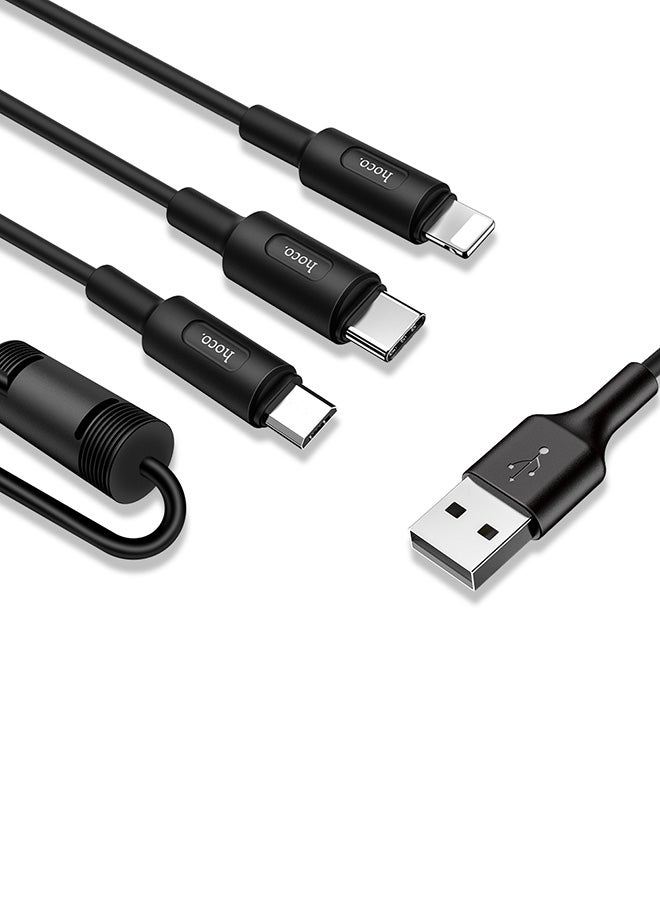 hoco. - 3in1 Data Sync And USB Charging Cable1m Black - Image 1